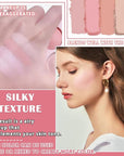 4 Colors Blush Palette for Cheeks,Face Matte Contour Blush Makeup Palette,Buildable Shimmer Facial Cheek Blusher Shades,Blendable Cosmetic Makeup Blush with Blush Brush 03