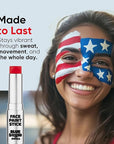 Blue Squid PRO Red Face Paint Stick - Waterproof Body Paint for Adults & Kids Eye Black Baseball, Eyeblack Softball - Vegan Hypoallergenic Twist-Up Non-Toxic Makeup Stick for Cosplay, Sports & SFX