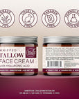 Beef Tallow Face Moisturizer for Women | With Hyaluronic Acid | Hydrating Whipped Beef Tallow for Skin Care for Women | With Jojoba & Sweet Almond Oil | Paraben & Cruelty-Free, Non-GMO | 4 oz