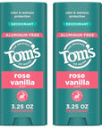 Tom's of Maine Rose Vanilla Aluminum Free Natural Deodorant For Women & Men | Goes on Clear | Odor & Wetness Protection | Naturally Derived and Moisture-Locking Ingredients | 3.25 oz (2 Pack)