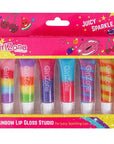 GirlZone Rainbow Fruity Lip Gloss Makeup Set for Kids and Girls, Fabulous Lip Balm Set for Kids with 6 Fruit Scented Lip Gloss, Lovely Gift Idea