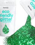 Hemway Eco Friendly Biodegradable Glitter 100g / 3.5oz Bio Cosmetic Safe Sparkle Vegan for Face, Eyeshadow, Body, Hair, Nail and Festival Makeup - Extra Chunky (1/24" 0.040" 1mm) - Emerald Green