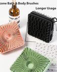 2 PC Silicone Exfoliating Body Scrubber, Silicone Body Shampoo Brush, Soft Silicone Loofah for Sensitive Skin, Shower Silicone Hair Scalp Massager, Easy to Clean, Lather Well(Gray&Pink)