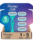 Schick Hydro Silk Ultra Sensitive Razor for Women | Womens Razor for Sensitive Skin, 5 Blade Razors for Women, Womens Razors for Shaving, Includes 1 Handle & 5 Refills