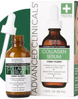 Advanced Clinicals Collagen Serum For Face | Visible Anti Aging Collagen Peptide Serum + Hyaluronic Acid Moisturizer Improves Look Of Wrinkles, Dry Skin, & Fine Lines, No added Fragrance, 1.75 Fl Oz