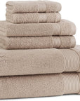 Arkwright Bath Towels Set of 6 - Super Soft 100% Cotton, 600 GSM Quick Dry & Absorbent, Luxury Bathroom Essentials with 2 Shower Towels, 2 Hand Towels and 2 Washcloths, Latte Beige