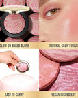 KIMUSE Baked Blush, Lighting Glow Marbleized Blush Powder Face