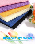 UJFQBH 6 Pieces African Bath Sponge African Net Long Net Bath Sponge Exfoliating Shower Body Scrubber Back Scrubber Skin Smoother,Great for Daily Use (Pink, Yellow, Purple, Blue, Black, Off-White)