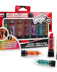 Miraculous Ladybug Cosmetic Lipstick Set - 7 Fruit Scented Color-Changing Lipsticks for Kids - Transforming Lipsticks Turn Pink - Magic Lipsticks Gift Set - Safe & Fun Makeup Kit