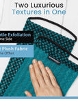 Japanese Exfoliating Washcloth for Back & Body - Charcoal & Silver Ion Exfoliating Towel with Handles - Two-Sided Gentle Exfoliation & Deep Cleansing Soft Body Wash Cloths for Shower - Green
