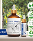 HIQILI Sandalwood Essential Oils, Long-Lasting Scent for Perfume, Diffuser, Soap Making & Candle- 3.38 Fl Oz