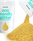 Hemway Eco Friendly Biodegradable Glitter 100g / 3.5oz Bio Cosmetic Safe Sparkle Vegan for Face, Eyeshadow, Body, Hair, Nail and Festival Makeup - Ultrafine (1/128" 0.008" 0.2mm) - Gold Holographic