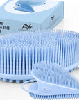 Avilana Silicone Body Scrubber – Gentle Shower Brush & Loofah Alternative- Food Grade & Lab Tested – Fast-Drying, Hygienic, BPA-Free Silicone Body Gentle Exfoliator (Blue, Body & Face)