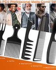 SALONSILK 5Pcs Combs for Men, Hair Pick Comb Set for Afro Black Mens Curls, Wide Tooth Medium Toothed Styling Dressing for Twist Detangler Natural Hair