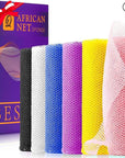 UJFQBH 6 Pieces African Bath Sponge African Net Long Net Bath Sponge Exfoliating Shower Body Scrubber Back Scrubber Skin Smoother,Great for Daily Use (Pink, Yellow, Purple, Blue, Black, Off-White)
