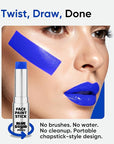 Blue Squid PRO Blue Face Paint Stick - Waterproof Blue Body Paint for Skin Adults & Kids Eye Black Baseball, Eyeblack Softball - Hypoallergenic Twist-Up Non-Toxic Makeup Stick for Cosplay, Sports, SFX