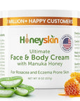 Hydrating Face Moisturizer & Body Cream with Manuka Honey Cream - Organic Face Moisturizer with Honey for Extremely Dry Skin - for Dry & Itchy Skin, Rosacea & Eczema Prone Skin 8oz