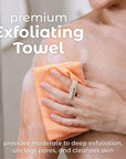 MainBasics Exfoliating Shower Towel - Japanese Nylon Bath Towel and Body Washcloth, Quick-Dry, Durable, Deep Exfoliation (Set of 3, Coral Reef)