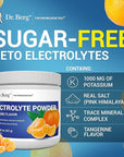 Dr. Berg Zero Sugar Hydration Keto Electrolyte Powder - Enhanced w/ 1000 mg of Potassium & Real Pink Himalayan Salt (NOT Table Salt) - Tangerine Flavor Hydration Drink Mix Supplement - 50 Servings