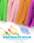 UJFQBH 4 Pieces African Net Sponge African Net Long Net Bath Sponge Exfoliating Shower Body Scrubber Back Scrubber Skin Smoother,Great for Daily Use (Purple, Orange, Green, Pink)