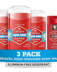 Old Spice Aluminum Free Deodorant for Men, 24/7 Odor Protection, 24/7 Freshness & Lasting Scent, Aqua Reef with Cypress Scent, 3.0 oz with Travel Size Swagger Body Wash (Pack of 4)