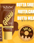NYX PROFESSIONAL MAKEUP Buttermelt Glaze Soft Glow Skin Tint + SPF 30, Up To 12HR Wear, 08 Nutmeg Butta