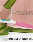 Japonesque Dermaplaner with Soothing Aloe Comfort Strip - Facial Dermaplane Razor, Skin Tool with Ultra Precision Blade for Facial Hair Removal and Exfoliation, 5pk