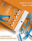 GRIN Tongue Cleaner, 32 Count, Disposable Tongue Cleaner, Hygienic Scraper, Recycled Plastic, Clean Tongue, Promote Fresh Breath, Includes Safe Fold- Back Tooth Pick