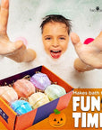 Halloween Bath Bomb for Kids with Surprise Toys Inside (6 Pack) - Large Pumpkin Spooky Bombs for Boys & Girls – Made in USA, Boo Basket Stuffers for Teens by Two Sisters