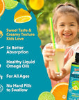 Barlean's Omega Pals Lipsmackin' Citrus Flavored Omega-3 for Kids, Yummy Children's Liquid Fish Oil Supplement with 750 mg of EPA & DHA for Brain & Eye Health, 8 oz