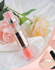 kullder Travel Makeup Brush 5 in 1 Makeup Brush set Blend Sponge Eyebrow Eyeshadow & Blush Brushes for Foundation Concealer Double Ended Makeup Brush with Powder Puff Ideal Womens Gifts