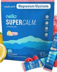 Nello Supercalm Powdered Drink Mix, Cortisol Reducer and Sleep Aid Supplement, L Theanine, Ksm-66 Ashwagandha, Magnesium Glycinate, Vitamin D 3, No Sugar, Non GMO, On The Go, 20 Ct, Raspberry Lemonade