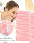 Cosy Family 24 Pack Soft Washcloths Set - 12 x 12 inches, Quick Drying - Highly Absorbent Coral Velvet Fingertip Towel Bathroom Wash Clothes for Bath, Spa, Facial, Kitchen - Pink