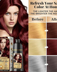 Hair Dye Shampoo 3-in-1 Vegan Color for Gray Hair - Ammonia-Free for Men & Women – Beard & Hair Coloring – Instant Gray Coverage Champú Para Canas Mujer & Hombre (BURGUNDY WINE RED)