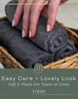 Charcoal Grey Washcloths Set of 6 Soft Facial Cloths 10” x 10” 100% Viscose Derived from Bamboo Spa-Like Feel Silky Face Cloth for Skin Cleansing