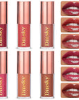 Dmsky Hydrating Glossy Lip Stain 6 Pack, Long-Lasting Lip Gloss Bulk Set, Lightweight Lip Tint with 6 Colors, Lip Gloss for Women and Girls Makeup