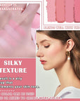 4 Colors Blush Palette for Cheeks,Face Matte Contour Blush Makeup Palette,Buildable Shimmer Facial Cheek Blusher Shades,Blendable Cosmetic Makeup Blush with Blush Brush 01