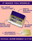 UNICORN SNOT Holographic Face Glitter & Body Glitter Gel | Holiday Glitter Makeup: Stocking Stuffers & Christmas Gift | Hair Glitter, Vegan & Cruelty Free, 1.7 oz Gold Glitter (Bling)