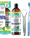 GuruNanda CocoMint Oil Pulling Mouthwash for Complete Oral Hygiene, 7 Essential Oils & Vitamins for Happy Teeth & Gums & Fresh Breath , Alcohol-Free, 8 oz