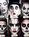 UCANBE Black White Face Body Paint with Painting Brush Kit, Cream-to-Powder Goth White Foundation + Black Greasepaint for Kids & Adult Halloween, SFX Makeup Set for Clown Skull Mime Cosplay & Costume