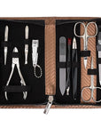 3 Swords Germany – Brand Quality 12 Piece Manicure Pedicure Grooming kit Set for Professional Finger & Toe Nail Care with Copper Synthetic Leather case - Made in Germany