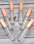 Mini Skater 6pcs 5ML Clear Empty Lip Gloss Tubes With Wand Reusable Refillable Travel Dispenser Bottle Vial With Rubber Stopper Cosmetic Container For Lipstick Balm Lip Glaze DIY Making (Rose Gold)