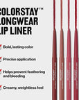 Revlon Colorstay Lip Liner with Built-In Sharpener, Valentine's Day Makeup Gifts for Women, Longwear Rich Colors, Smooth Application, 655 Rose, 0.01 oz