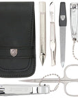 3 Swords Germany - brand quality 6 piece manicure pedicure grooming kit set for professional nail care with genuine leather case - Made in Germany