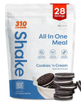 310 Nutrition All-In-One Meal Replacement Shake Powder - Plant-Based Protein Smoothie Blend w/High Fiber, Probiotics & Adaptogens - Low Carb, Vegan, Keto & Paleo Friendly - Cookies N Cream - 28 Srv