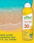 Alba Botanica Sunscreen Spray for Face and Body, Broad Spectrum SPF 30 Sunscreen, Hawaiian Coconut, Water Resistant and Biodegradable, 5 fl. oz. Bottle