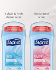Suave Deodorant Women, Antiperspirant, Powder and Fresh Bundle, 48-Hour Odor & Wetness Protection, with Essential Oils, anti-staining, no baking soda Bundle 4 x 2.6 oz