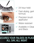Ardell Strong Hold Lash Glue, Black - Professional Waterproof Lash Adhesive for Strip Lashes with Precision Brush, Fast-Drying 24-Hour Lift-Proof Formula, 1-Pack