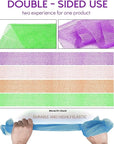 UJFQBH 4 Pieces African Net Sponge African Net Long Net Bath Sponge Exfoliating Shower Body Scrubber Back Scrubber Skin Smoother,Great for Daily Use (Purple, Orange, Green, Pink)