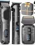 Hair Clippers & Trimmers Set for Men Professional, Waterproof Electric Razor Foil Shaver for Men Face Beard, Cordless for Hair Cutting, 4-Speed Setting, LED Battery Display, Barber or Home Use